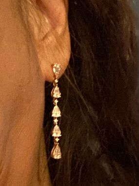 18k Rose Gold Drop Dangle Genuine Diamonds Earrings - Elegant Women’s Jewelry